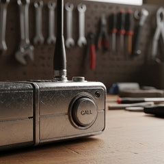 Old walkie-talkie on a wooden workbench in soft light, illustrating constant prayer in Colossians by Paul.