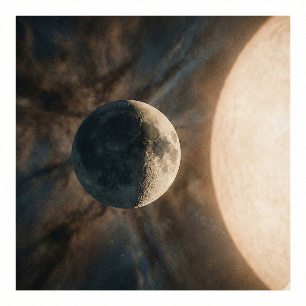 A small planet in a stable, luminous orbit around a large, glowing star, representing Christ as the center of life from Philippians 1:21 by Paul.