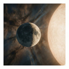A small planet in a stable, luminous orbit around a large, glowing star, representing Christ as the center of life from Philippians 1:21 by Paul.