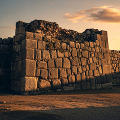An ancient, rugged stone city wall at sunset, symbolizing enduring protection and refuge.