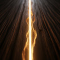 A deep, glowing groove carved into a dark, textured wooden surface, symbolizing immediate presence.